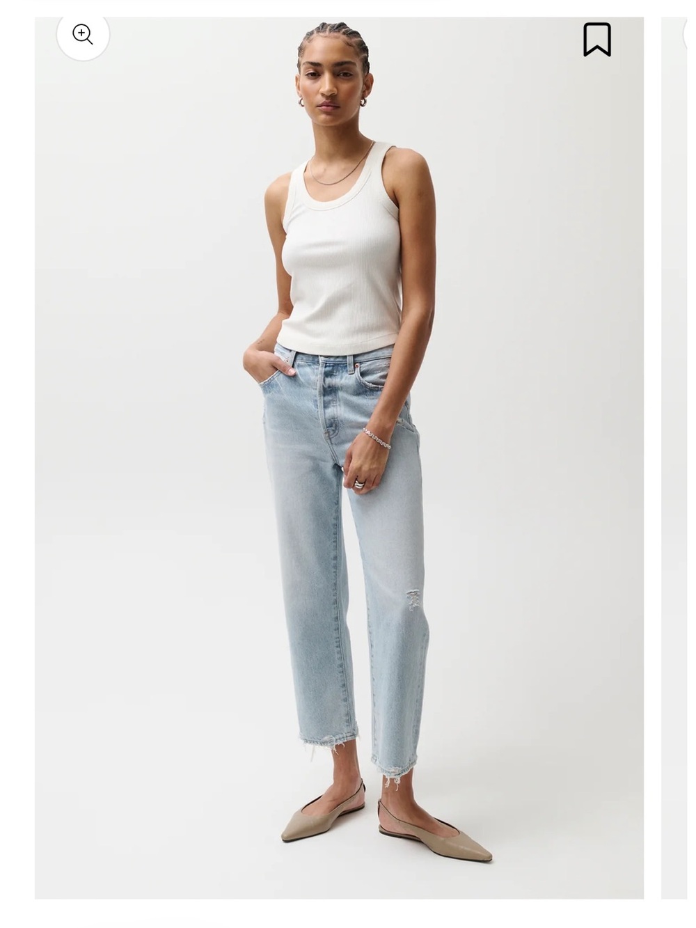 pistola Light Blue Cropped Straight Jeans